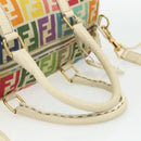 FENDI Zucca Canvas Celeria Boston Tas 2-weg Meerkleurig Goud Auth 175576A-7