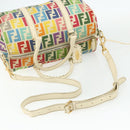 FENDI Zucca Canvas Celeria Boston Bag 2way Multicolor Gold Auth 175576A-8