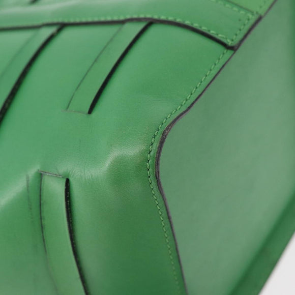 CELINE Shoulder Bag Leather Green Gold Auth 175580A