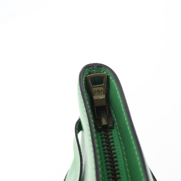 CELINE Shoulder Bag Leather Green Gold Auth 175580A
