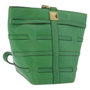 CELINE Shoulder Bag Leather Green Gold Auth 175580A-1