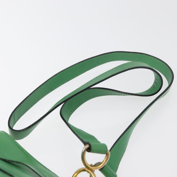 CELINE Shoulder Bag Leather Green Gold Auth 175580A