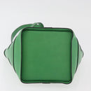 CELINE Shoulder Bag Leather Green Gold Auth 175580A-5