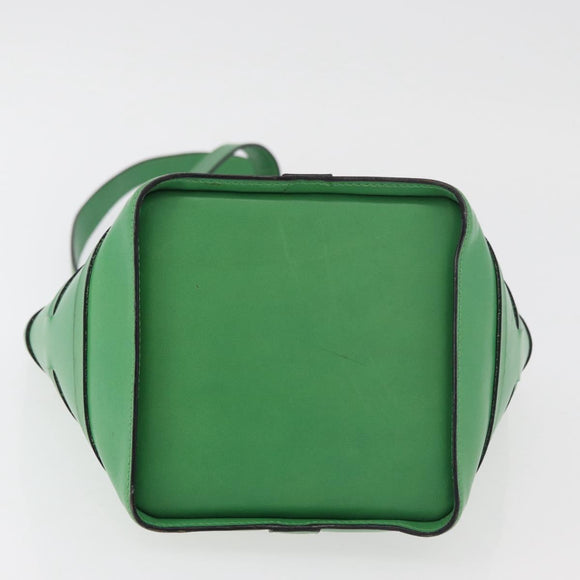 CELINE Shoulder Bag Leather Green Gold Auth 175580A