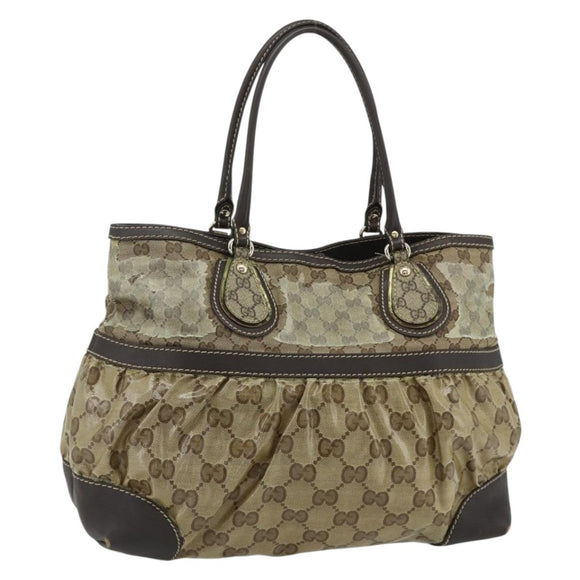 GUCCI GG Crystal Tote Bag Coated Canvas Beige Gold 223963 Auth 175582