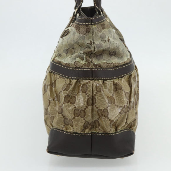 GUCCI GG Crystal Tote Bag Coated Canvas Beige Gold 223963 Auth 175582