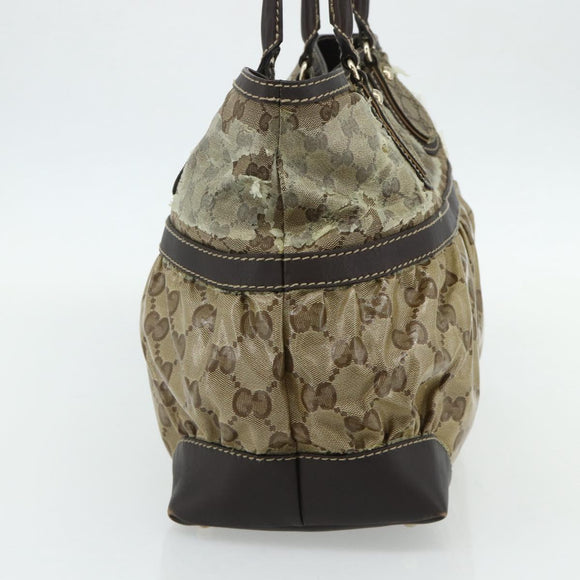 GUCCI GG Crystal Tote Bag Coated Canvas Beige Gold 223963 Auth 175582