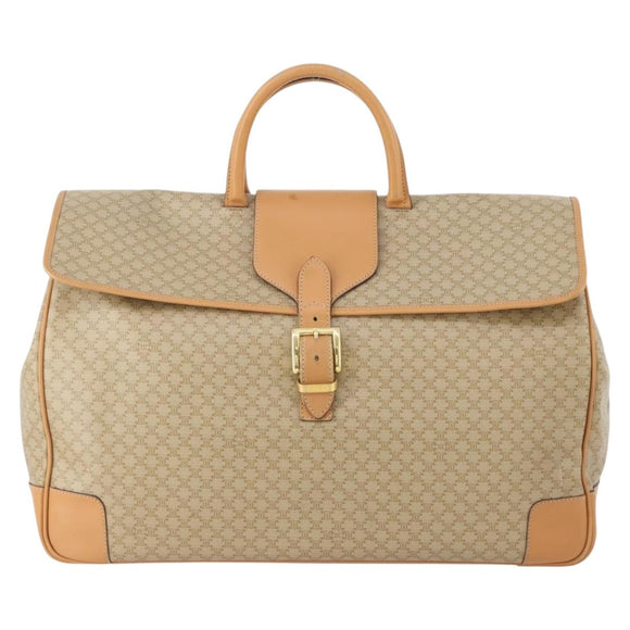 CELINE Macadam Canvas Hand Bag PVC Beige Gold Auth 175583A