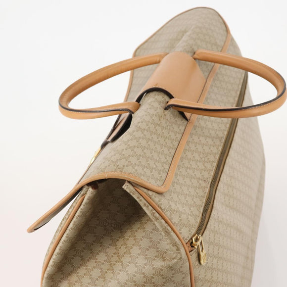 CELINE Macadam Canvas Hand Bag PVC Beige Gold Auth 175583A