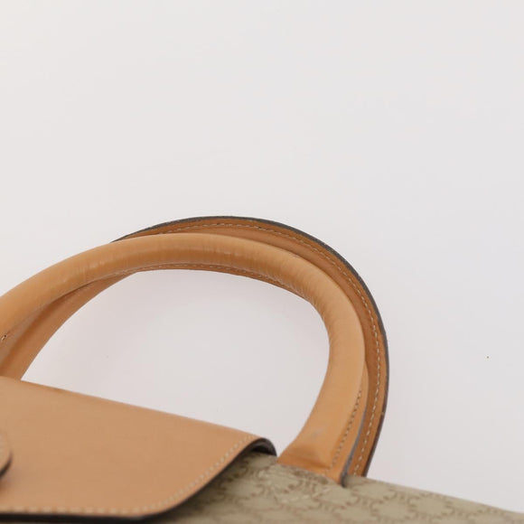 CELINE Macadam Canvas Hand Bag PVC Beige Gold Auth 175583A