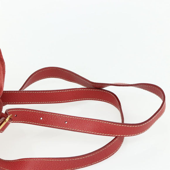 GUCCI Bamboo Backpack Suede Red Gold 003 2058 0030 Auth 175586