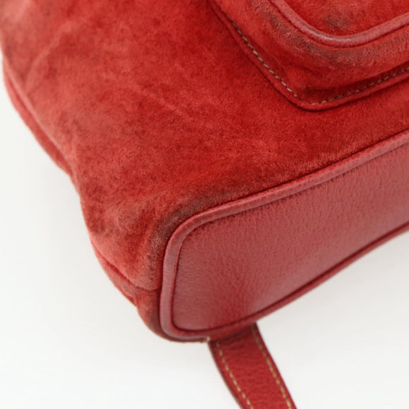 GUCCI Bamboo Backpack Suede Red Gold 003 2058 0030 Auth 175586