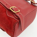 GUCCI Bamboo Backpack Suede Red Gold 003 2058 0030 Auth 175586-17