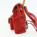 GUCCI Bamboo Backpack Suede Red Gold 003 2058 0030 Auth 175586-4
