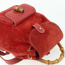 GUCCI Bamboo Backpack Suede Red Gold 003 2058 0030 Auth 175586-6