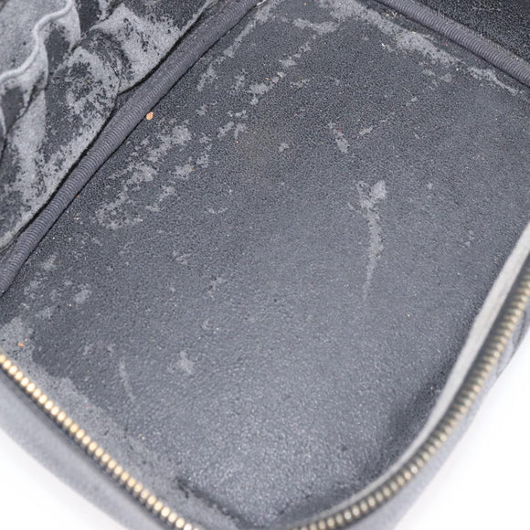 CHANEL Vanity Cosmetic Pouch Caviar Skin Black Gold CC Auth 175587