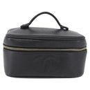 CHANEL Vanity Cosmetic Pouch Caviar Skin Black Gold CC Auth 175587-2