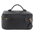 CHANEL Vanity Cosmetic Pouch Caviar Skin Black Gold CC Auth 175587-3