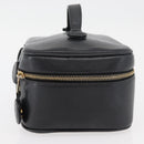CHANEL Vanity Cosmetic Pouch Caviar Skin Black Gold CC Auth 175587-5