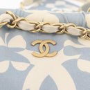 CHANEL COCO Mark Chain Shoulder Bag Canvas Light Blue Gold CC Auth 175589A-10