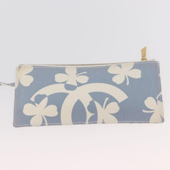 CHANEL COCO Mark Chain Shoulder Bag Canvas Light Blue Gold CC Auth 175589A