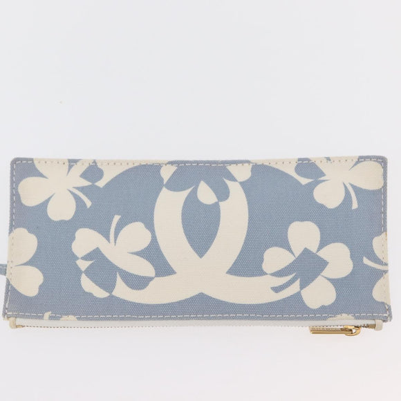 CHANEL COCO Mark Chain Shoulder Bag Canvas Light Blue Gold CC Auth 175589A