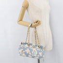 CHANEL COCO Mark Chain Shoulder Bag Canvas Light Blue Gold CC Auth 175589A-23