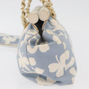 CHANEL COCO Mark Chain Shoulder Bag Canvas Light Blue Gold CC Auth 175589A-4