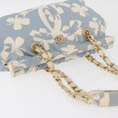 CHANEL COCO Mark Chain Shoulder Bag Canvas Light Blue Gold CC Auth 175589A-6