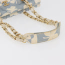 CHANEL COCO Mark Chain Shoulder Bag Canvas Light Blue Gold CC Auth 175589A-7
