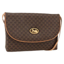CELINE Macadam Canvas Horse Carriage Bag PVC Leather Brown Gold Auth 175596A-1