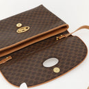 CELINE Macadam Canvas Horse Carriage Bag PVC Leather Brown Gold Auth 175596A-10