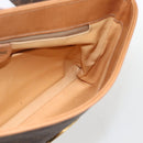 CELINE Macadam Canvas Horse Carriage Bag PVC Leather Brown Gold Auth 175596A-19