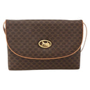 CELINE Macadam Canvas Horse Carriage Bag PVC Leather Brown Gold Auth 175596A-13