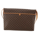 CELINE Macadam Canvas Horse Carriage Bag PVC Leather Brown Gold Auth 175596A-2