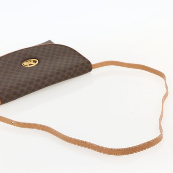 CELINE Macadam Canvas Horse Carriage Bag PVC Leather Brown Gold Auth 175596A
