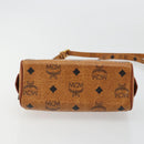 MCM Logogram Vicetos Mini Boston Bag PVC 2way Brown Gold Auth 175597-5