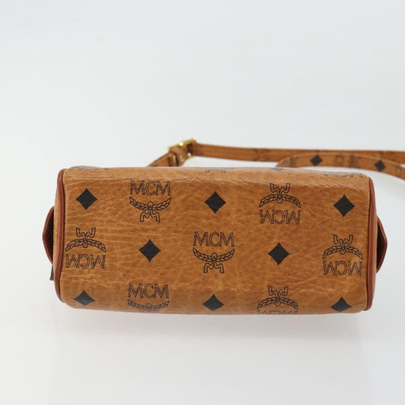 MCM Logogram Vicetos Mini Boston Bag PVC 2way Brown Gold Auth 175597