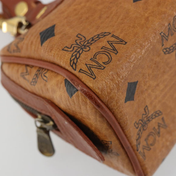 MCM Logogram Vicetos Mini Boston Bag PVC 2way Brown Gold Auth 175597