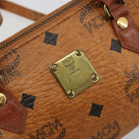 MCM Logogram Vicetos Mini Boston Bag PVC 2way Brown Gold Auth 175597