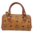 MCM Logogram Vicetos Mini Boston Bag PVC 2way Brown Gold Auth 175597-2