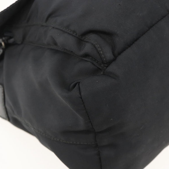 PRADA Shoulder Bag Nylon Black Silver Auth 175598