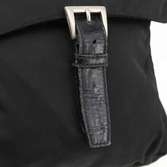 PRADA Shoulder Bag Nylon Black Silver Auth 175598