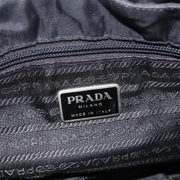 PRADA Shoulder Bag Nylon Black Silver Auth 175598