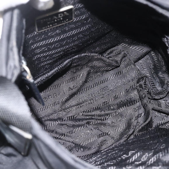 PRADA Shoulder Bag Nylon Black Silver Auth 175598