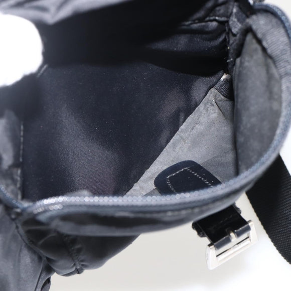 PRADA Shoulder Bag Nylon Black Silver Auth 175598