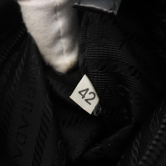 PRADA Shoulder Bag Nylon Black Silver Auth 175598