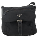 PRADA Shoulder Bag Nylon Black Silver Auth 175598-13