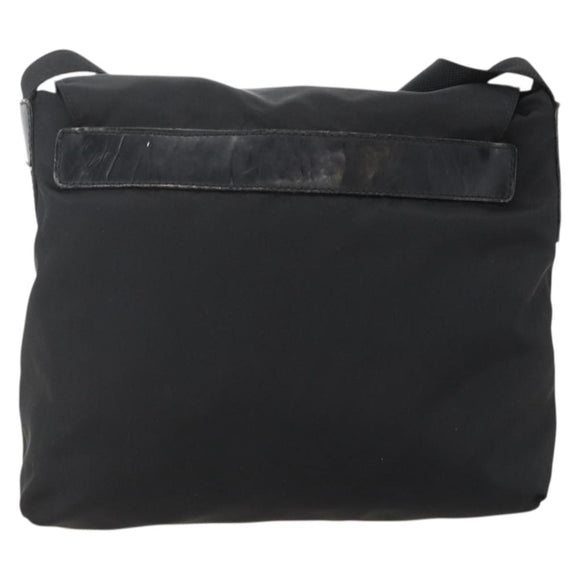 PRADA Shoulder Bag Nylon Black Silver Auth 175598