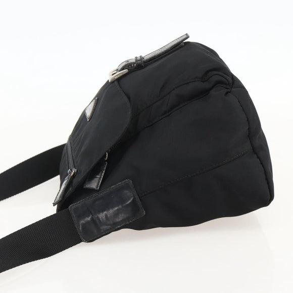 PRADA Shoulder Bag Nylon Black Silver Auth 175598